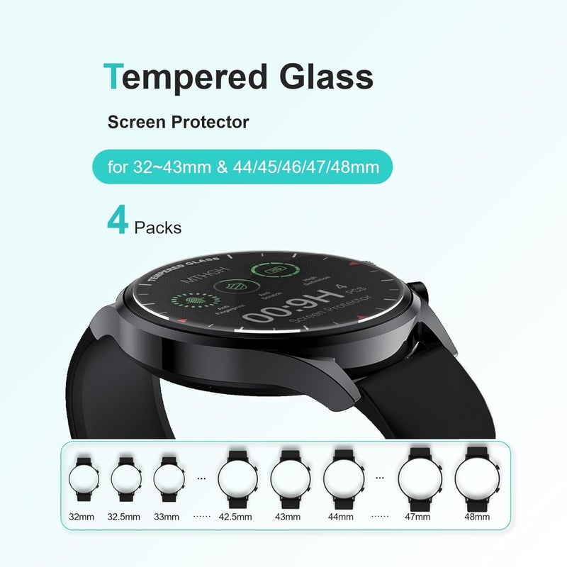 MTHGH 36.5mm(1.44inch) Diameter Screen Protector,(4 Pack) 9H Hardness Tempered Glass Screen Protector for Universal Round Watch with Anti-Scratch,Anti-Explosion,Bubble-Free,High-Definition - Image 3